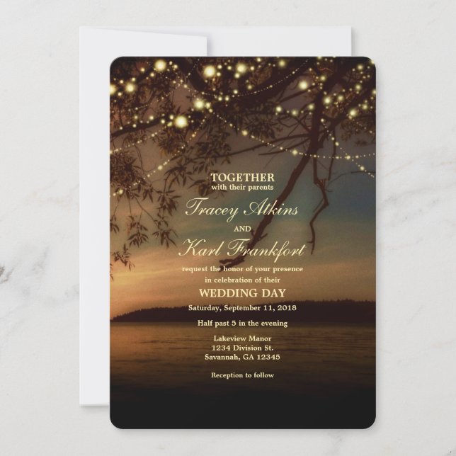 Invitación de boda a la moda de una cuerda rústica (Anverso)