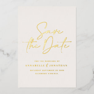 invitación de boda a mano de moda en Relieve metal