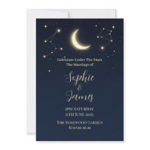 Invitación de boda a medianoche Celestial Moon & S
