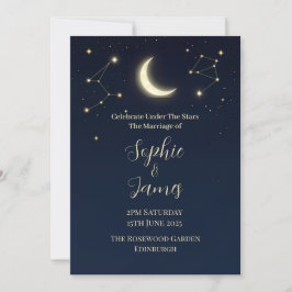 Invitación de boda a medianoche Celestial Moon & S