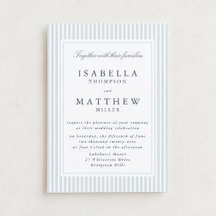 Invitación de boda a rayas modernas con marco geom