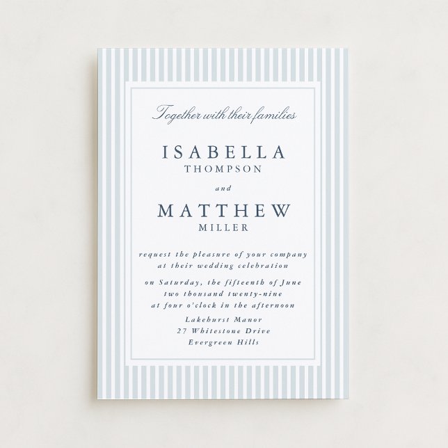 Invitación de boda a rayas modernas con marco geom (Subido por el creador)
