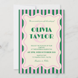 Invitación de Boda a Rayas Retro Moderna