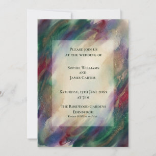 Invitación de boda abstracta con acuarela de joya