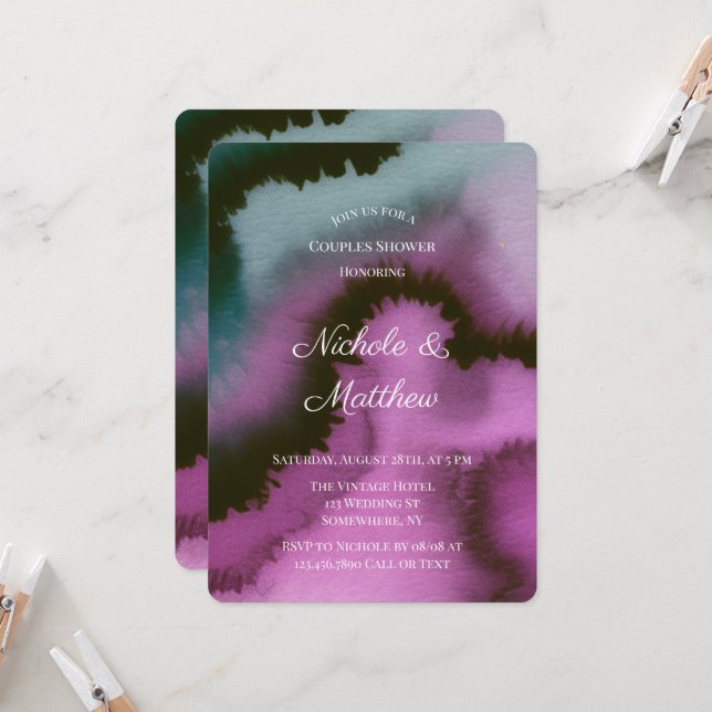 Invitación de boda abstracta de parejas con tonos  (Anverso/Reverso In Situ)