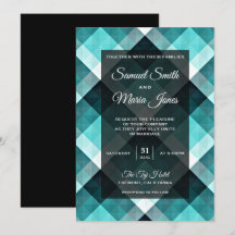 Invitación de Boda Abstracta Geométrica Turquesa