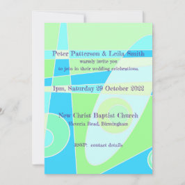 Invitación de Boda Abstracta Pastel Azul Verde