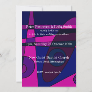 Invitación de boda abstracta rosa caliente púrpura