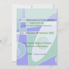 Invitación de Boda Abstracto Pastel Púrpura Verde
