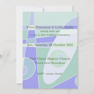 Invitación de Boda Abstracto Pastel Púrpura Verde