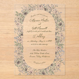 Invitación de boda acrílica botánica rústica