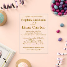 Invitación de boda acrílica con escritura y lámina