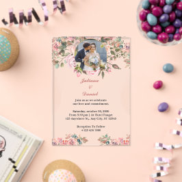 Invitación de boda acrílica con foto de acuarela f