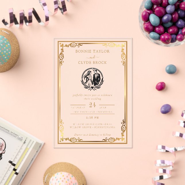 Invitación de boda acrílica con tu momento de foto (Insitu (Celebración))