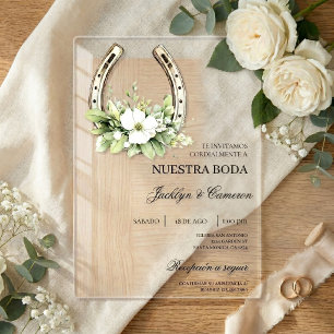 Invitación de Boda Acrílica Herradura rústico