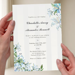 Invitación de boda Acrílico Azul Lirio Elegante