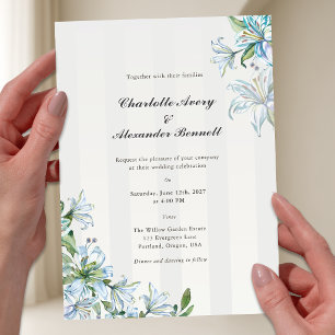 Invitación de boda Acrílico Azul Lirio Elegante