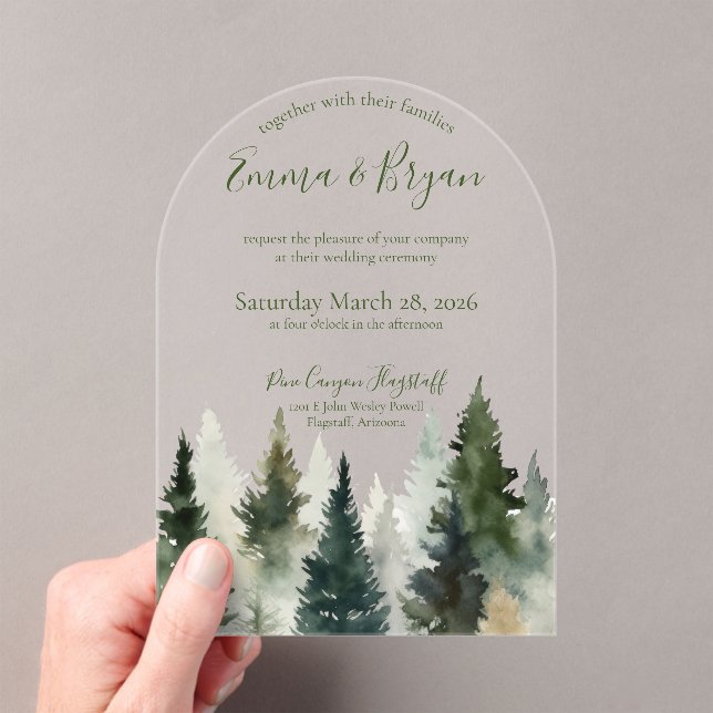 Invitación de Boda | Acrílico | Pinos del Bosque  (Insitu (portátil))
