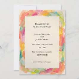 Invitación de boda acuarela arcoíris