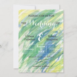 Invitación de boda - Acuarela azul amarillo verde