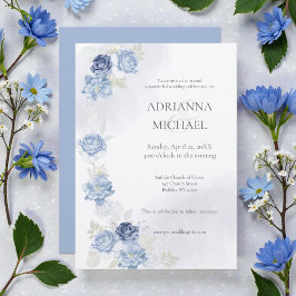 Invitación de boda acuarela azul claro