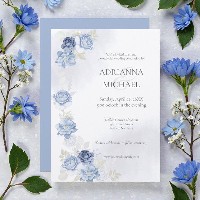 Invitación de boda acuarela azul claro (Subido por el creador)