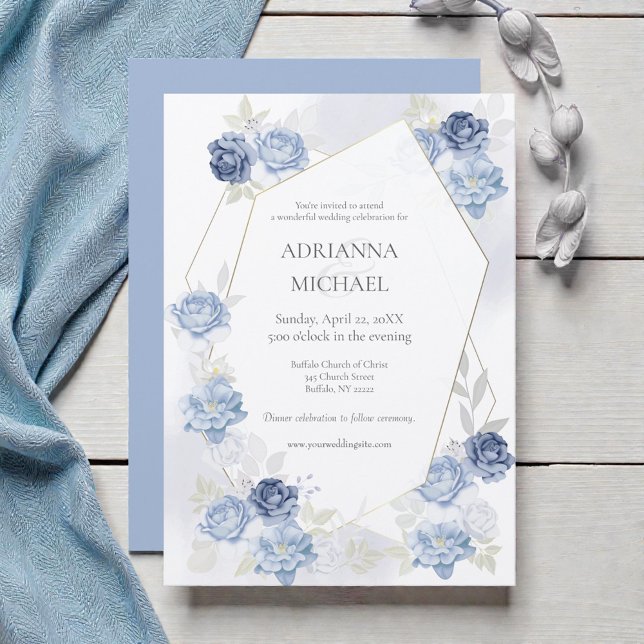 Invitación de boda acuarela azul claro (Subido por el creador)