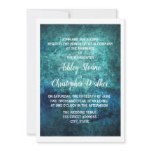 Invitación de boda acuarela azul marino verde