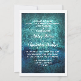 Invitación de boda acuarela azul marino verde
