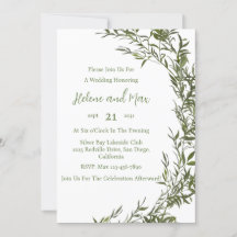Invitación de boda acuarela boho verde