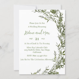 Invitación de boda acuarela boho verde