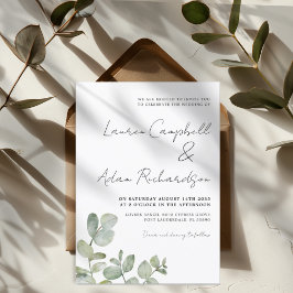 Invitación de boda acuarela boho verde salvia euca