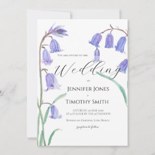 invitación de boda acuarela campanilla azul