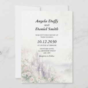 Invitación de boda acuarela Castillo de Cuento de 