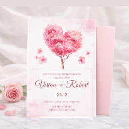Invitación de Boda Acuarela con Árbol de Corazón R
