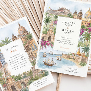 Invitación de Boda Acuarela de Cartagena Colombia