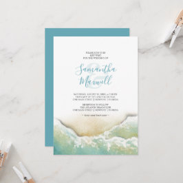 Invitación de Boda Acuarela de Costa Azul Tropical