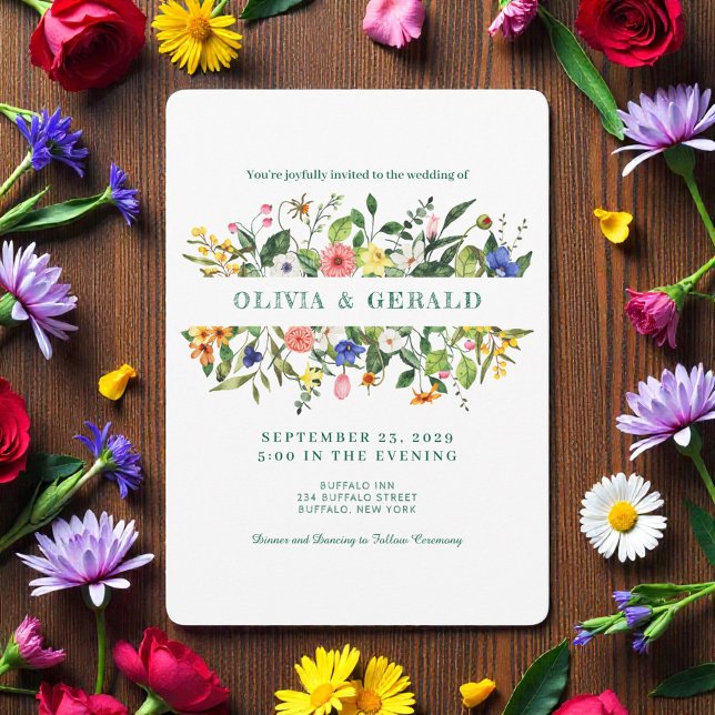 Invitación de boda acuarela de flores silvestres d (Subido por el creador)