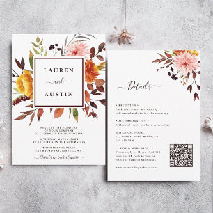 Invitación de Boda Acuarela de Jardín de Otoño Tod