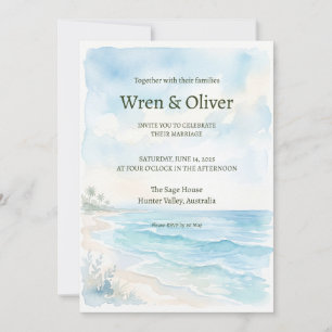 Invitación de boda acuarela de Lago Azul