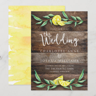 INVITACIÓN DE BODA   Acuarela de limón de madera r