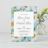 Invitación de boda acuarela de margaritas blancas 