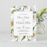 Invitación de boda acuarela de margaritas blancas