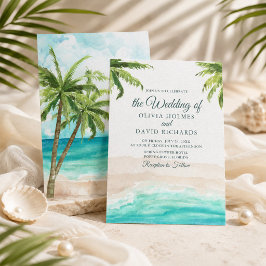Invitación de boda acuarela de playa tropical y pa