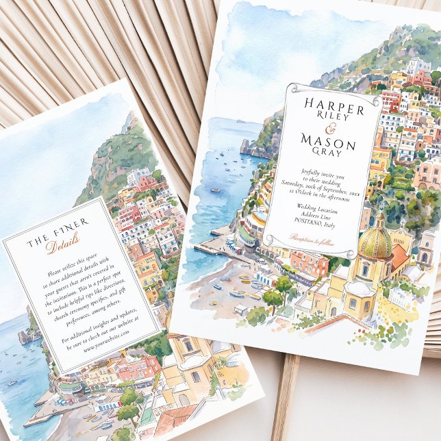 Invitación de boda acuarela de Positano Costa de A (Subido por el creador)