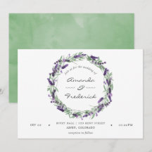 Invitación de boda acuarela lavanda