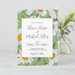 Invitación de boda acuarela margaritas blancas ver