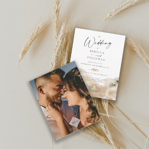 Invitación de Boda Acuarela Monograma Minimalista