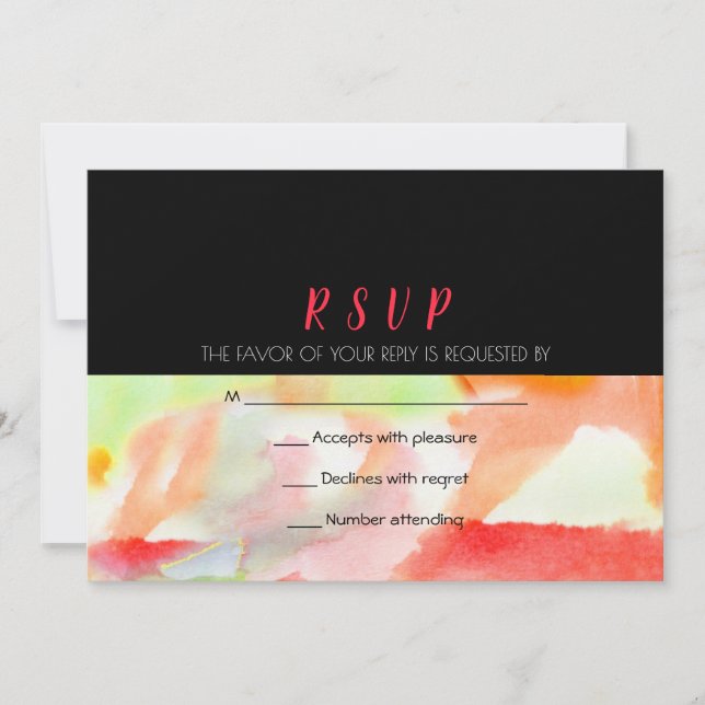 Invitación de boda acuarela respuesta RSVP (Anverso)