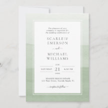 Invitación de boda acuarela Sage Moderna